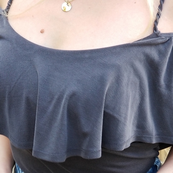 Charcoal Off Shoulder Top SO soft - Picture 4 of 5